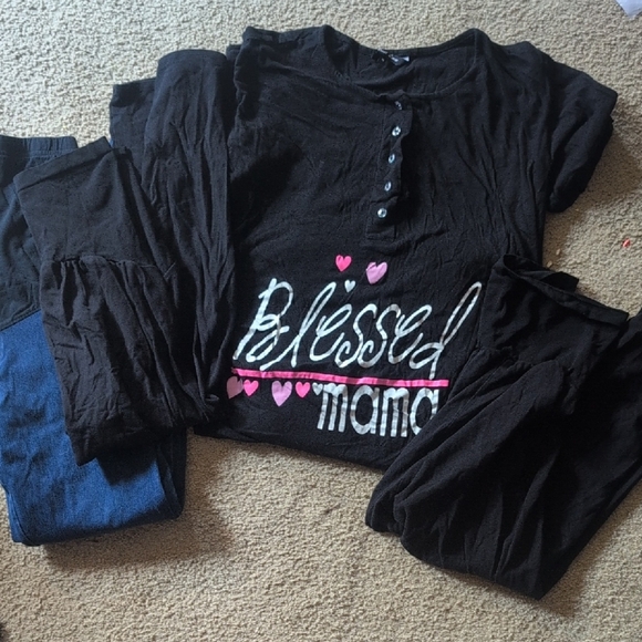 Maternity Bundle Two Black Leggings One Leggings One Nightgown Size Medium - Picture 1 of 8